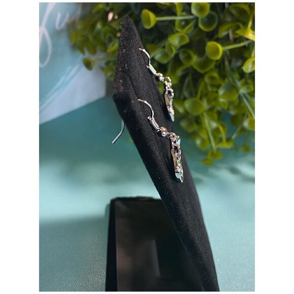 NEW Boho Festival Austrian Imitation Rainbow Crystals Butterfly Dangle Earrings - Picture 5 of 6